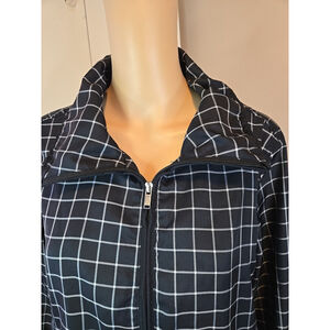 Lauren Active Ralph Lauren Women's Black White Grid Check Full Zip Windbreaker